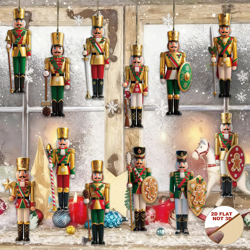 2D Flat 12Pcs Wooden Nutcracke - огляд і ціна Nutcracker Figurine
